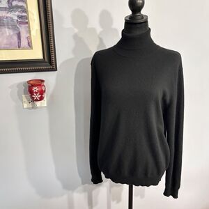 COUNTRY SHOP Women’s 100% Cashmere Black Turtleneck Long Sleeve Sweater Size M